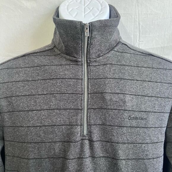 Calvin’s Klein NWT charcoal striped quarter zip, size small - Picture 4 of 6